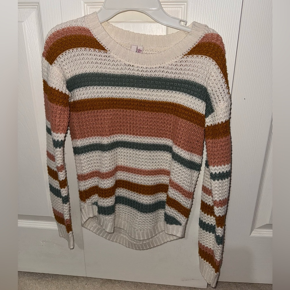 SO Striped Multicolor Crew Neck Sweater